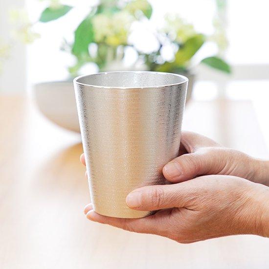 公式 | 薩摩錫器工芸館(株) 錫 タンブラー ロンググラスビッグ 白吹雪加工 450ml [No.79A-3-1] 桐箱付き 贈答用 プレゼント 贈り物の画像