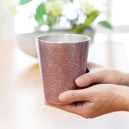 公式 | 薩摩錫器工芸館(株) 錫 タンブラー ロンググラスビッグ 紫吹雪漆加工 450ml [No.79A-3-3] 桐箱付き 贈答用 プレゼント 贈り物の画像
