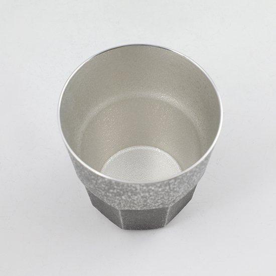 公式 | 薩摩錫器工芸館(株) 錫 タンブラー 八面グラス 黒吹雪漆加工  250ml [No.94B-1] 桐箱付き 贈答用 プレゼント 贈り物の画像