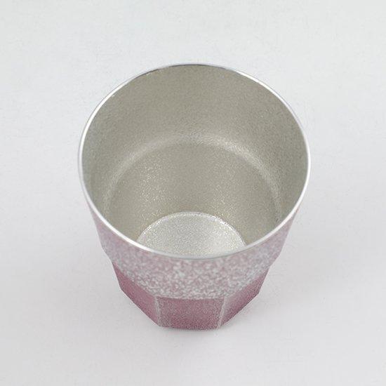 公式 | 薩摩錫器工芸館(株) 錫 タンブラー 八面グラス 紫吹雪漆加工  250ml [No.94B-2] 桐箱付き 贈答用 プレゼント 贈り物の画像