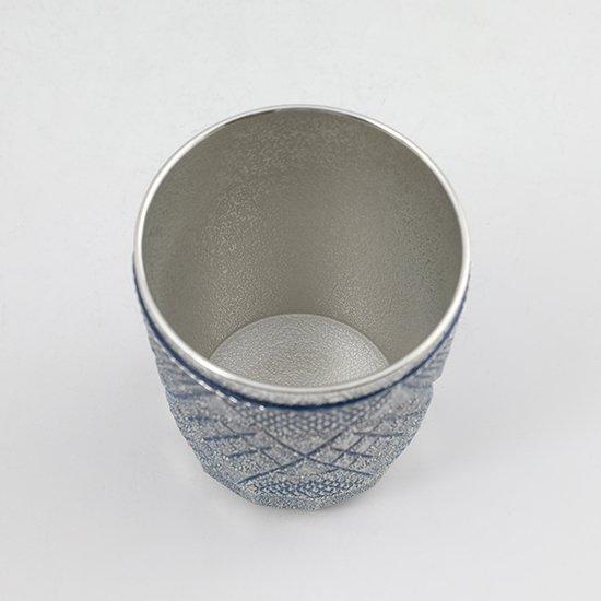 公式 | 薩摩錫器工芸館(株) 錫 切子タンブラー 藍漆加工 250ml [No.95C-1-3] 桐箱付き 贈答用 プレゼント 贈り物の画像