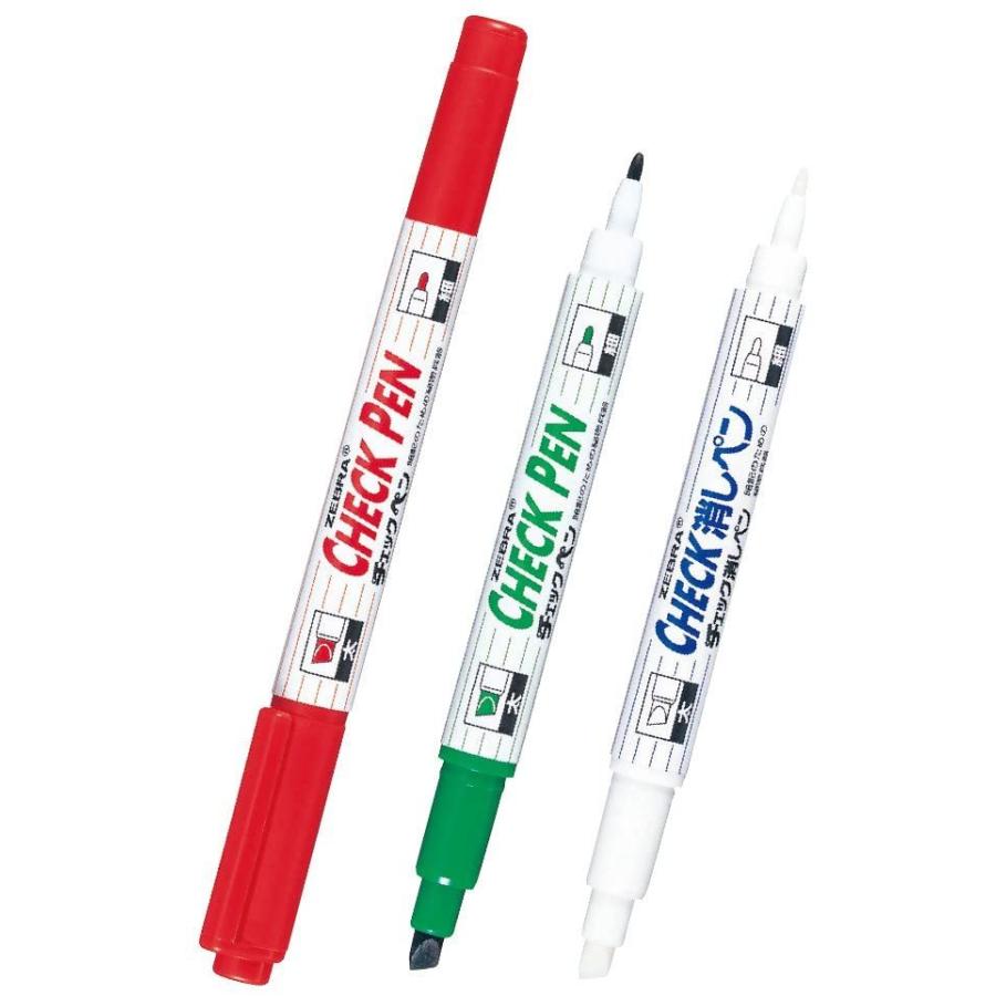 ZEBRA（ゼブラ） チェックペン 10本 まとめ買い 緑 赤 文字が消える