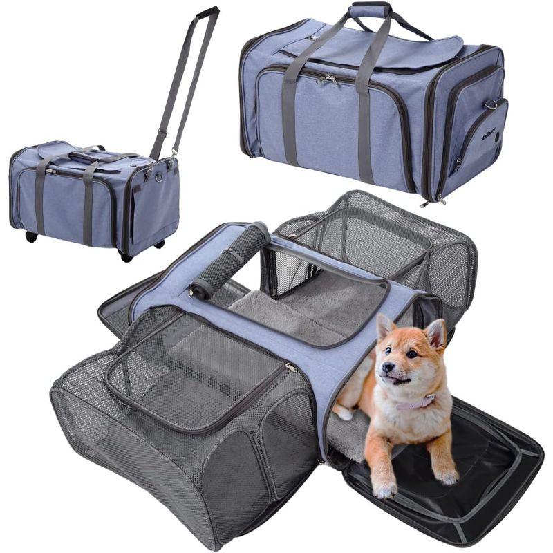 新品未使用！ Animary ペットキャリーバッグ 猫 小型犬 折りたたみ 拡張 キャスター キャスター付き 【2176713397】(12930円)