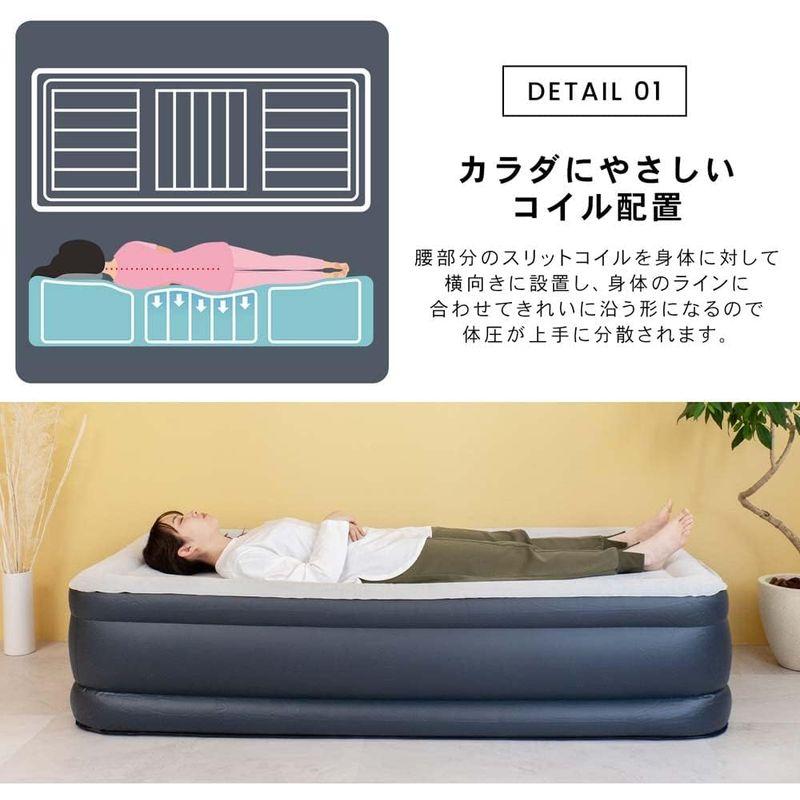 コーナン オリジナル LIFELEX デラックスエアベッド 極厚タイプ ネイビー・グレー オリジナル LIFELEX デラックスエアベッド 極厚タイプ ネイビー グレー 　 サイズ