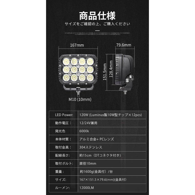 6台　セット農業機械　作業灯　防水　led作業灯　24v　車用　120W　重機　led作業灯　建築機械用　建築機械　トラクター　船舶用　の作