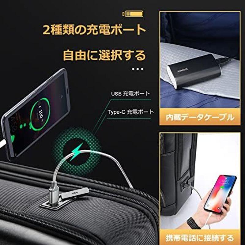 メンズ ビジネスリュック : [BOPAI] 本革 大容量 USB充電ポート付き 