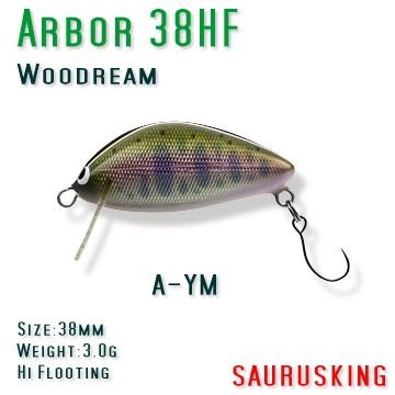 Arbor 38HF A-YM Woodream / アルボル ヤマメ ハイフローティング ウッドリーム｜saurusking