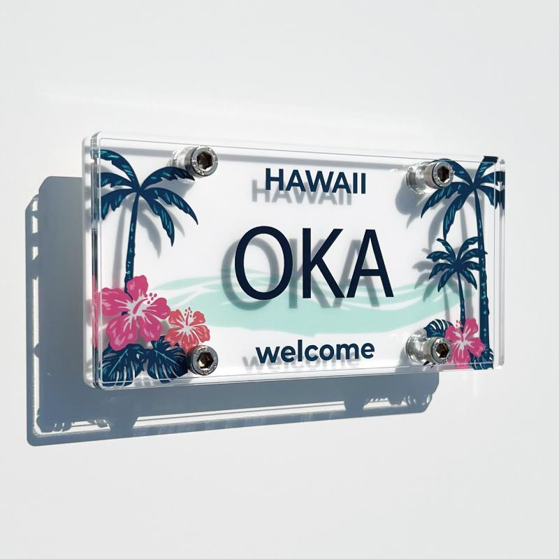 ハワイアンナンバープレート表札 開業祝い パステルハワイ 看板 戸建て 新築 表札 ショップサイン 住宅設備 ネームサイン 開業祝い その他表札 ネームプレート 開店祝い 新築祝い Savoia サボイア ヤフー店 引っ越し祝い 送料無料 Homesign Half0038