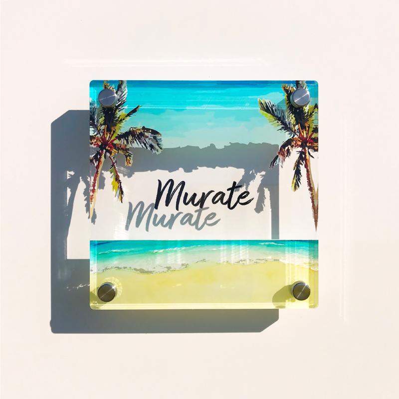 アクリル表札/ヤシの木ビーチ】 看板 戸建て 新築 表札 ネームプレート