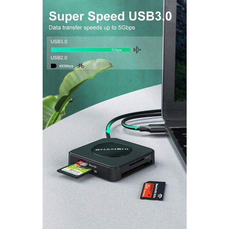 SD カード リーダー 4 in 1、SNANSHI USB SD カード リーダー USB 3.0 カード ハブ アダプター 5Gbps｜savoia｜08