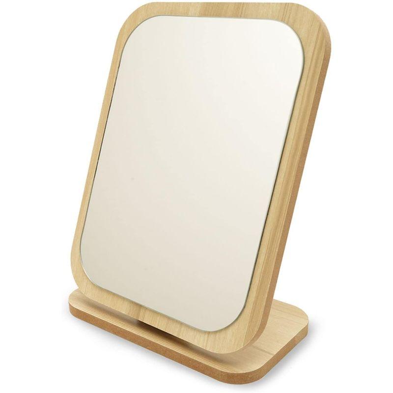 Taiko 木製 スタンドミラー (卓上または角度調整対応) 化粧鏡 鏡 折りたたみ式 ミラー (スクエア)｜savoia｜06
