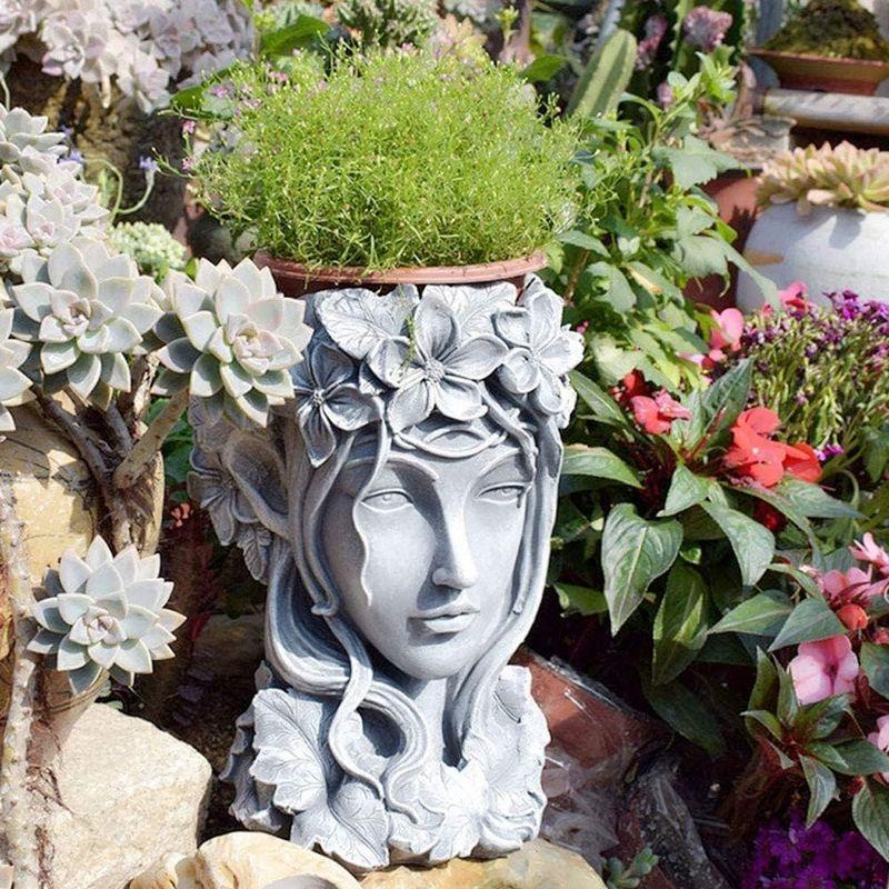 岡山 Sungmor 植木鉢 合成樹脂 アンティーク おしゃれ 北欧 飾り物 花瓶 室内 屋外 女神