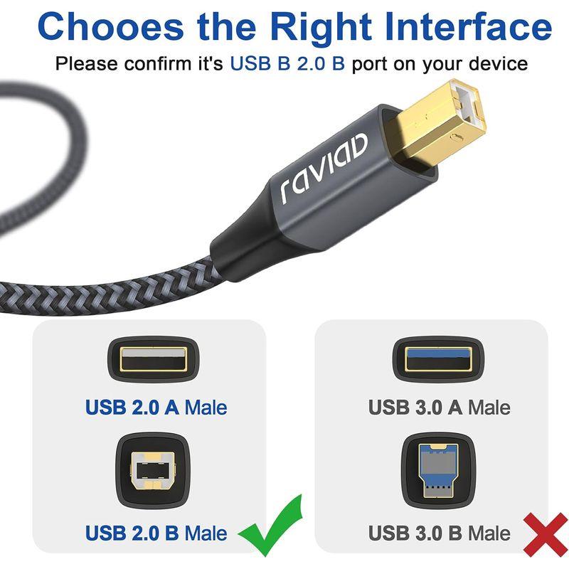 RAVIAD プリンターケーブル 2M USB2.0ケーブル タイプAオス - タイプBオス 480Mbps高速データ転送 Canon、エプ｜savoia｜07