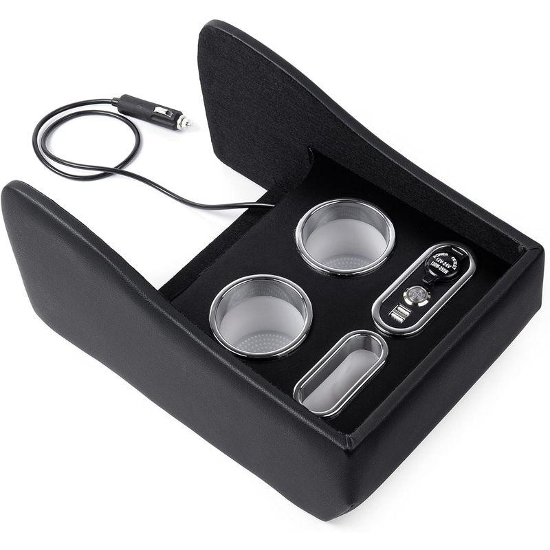 LED照明付き リアセンターコンソール 収納ボックス トヨタ CROWN クラウン220系 専用設計 充電/小物入れ/ドリンクホルダー カス