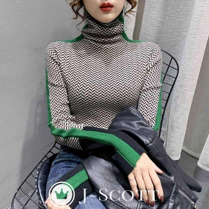 完売品　チャコット　ヘリンボーンハイネックニット 完売品 チャコット ヘリンボーンハイネックニット Chacott