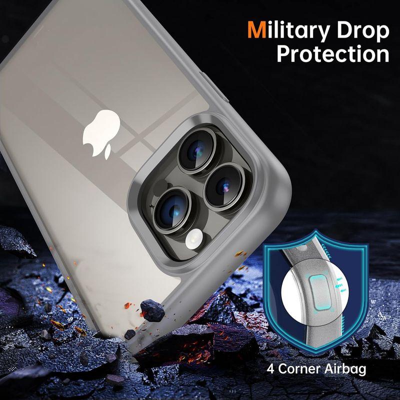 Supdeal iPhone 15 Pro Max 用防震透明ケース，黄ばみ防止10フィート ミリタリー ドロップ プロテクションハード ク｜savoia｜07