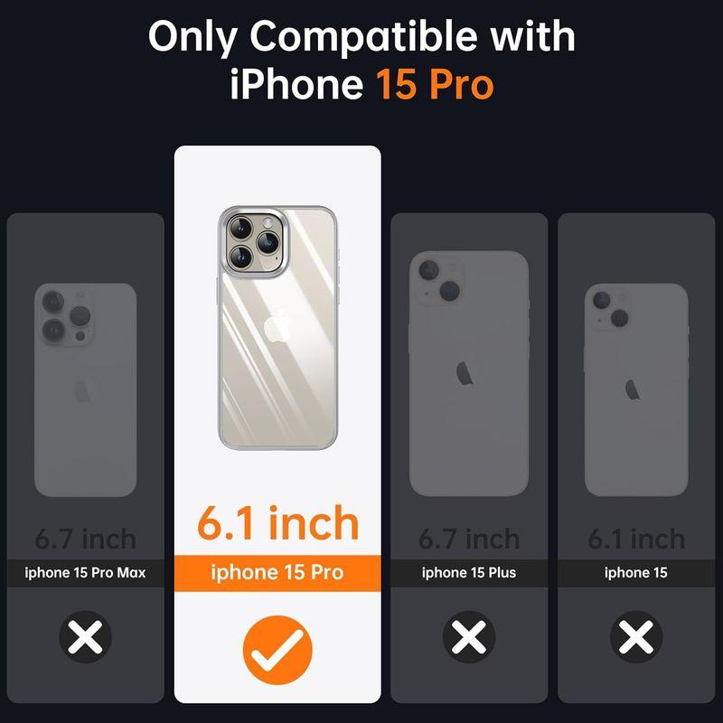 Supdeal iPhone 15 Pro 用防震透明ケース，黄ばみ防止10フィート ミリタリー ドロップ プロテクションハード クリア バ｜savoia｜03