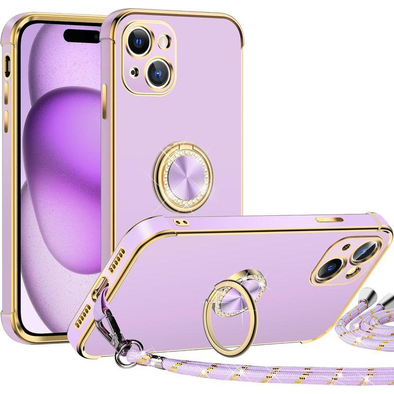 Rockaway iPhone 15 ケース ショルダー リング付き 肩掛け ストラップ付き 取り外し可能 かわいい ソフト TPU メッキ｜savoia｜04