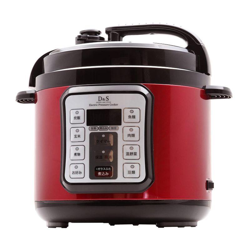〈新品〉D&S ディーアンドエス 家庭用マイコン電気圧力鍋4.0L /レッド D&S ディーアンドエス 食材を入れてタイマーを押すだけ簡単調理電気