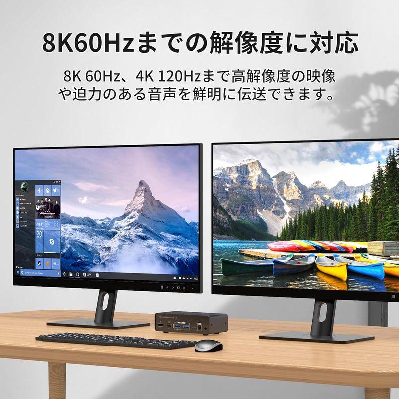 8K 60HzDisplayPort KVM 切替器 SW623 デュアル モニター 2PC 8K 60HzDisplayPort KVM 切替器 SW623 デュアル モニター 2PC