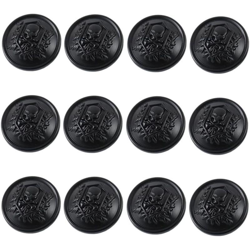 12個 メタルボタン ドミニアリング スカルボタン カジュアルスーツ ウィンドブレーカー カジュアル ボタン (21mm, Black)｜savoia｜05