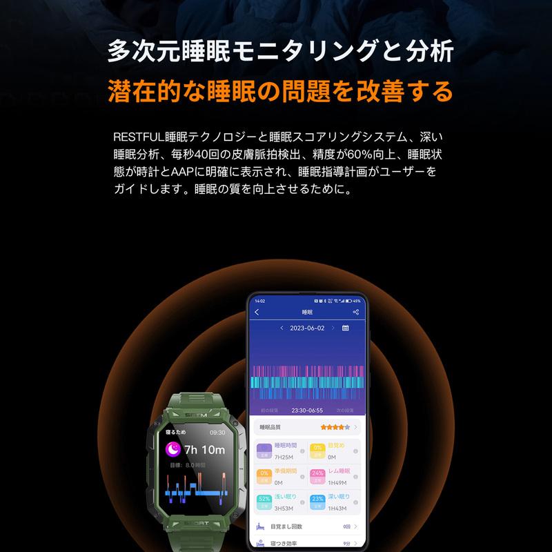 「24時間健康管理・ 音声通話」スマートウォッチ 日本製 高精度心拍数 スマートウォッチ 体温検査 血中酸素モニタリング プレゼント｜sawadanaostore｜13