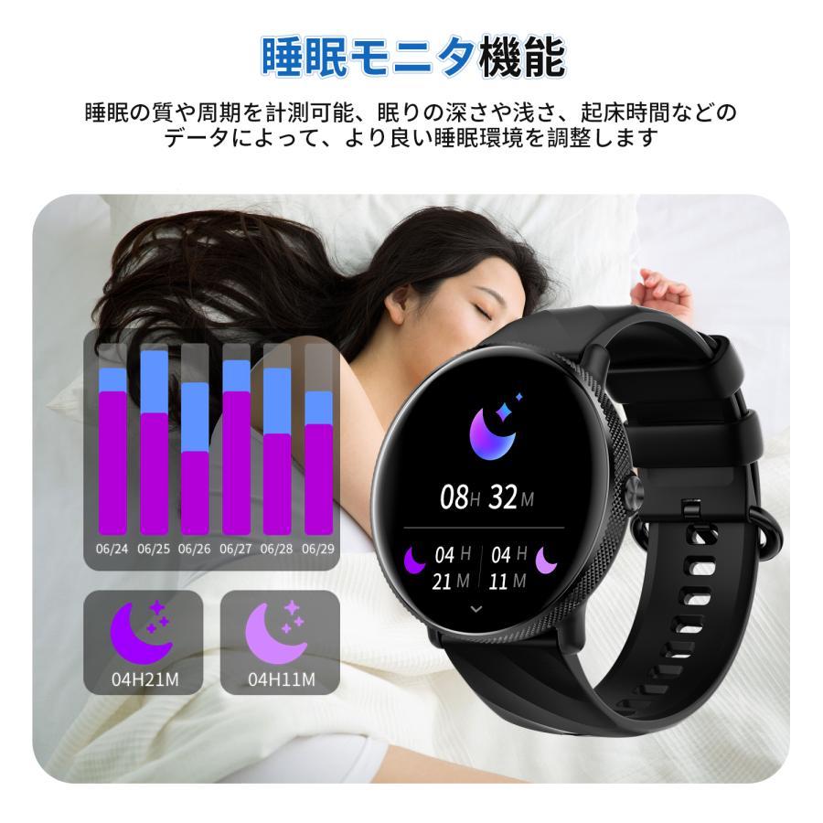 スマートウォッチ 日本製センサー 心拍数 2024最新 血中酸素 常時表示 通話機能 丸型 音声アシスタント 24時間健康管理 睡眠管理 生理周期 日本語説明書 ギフト