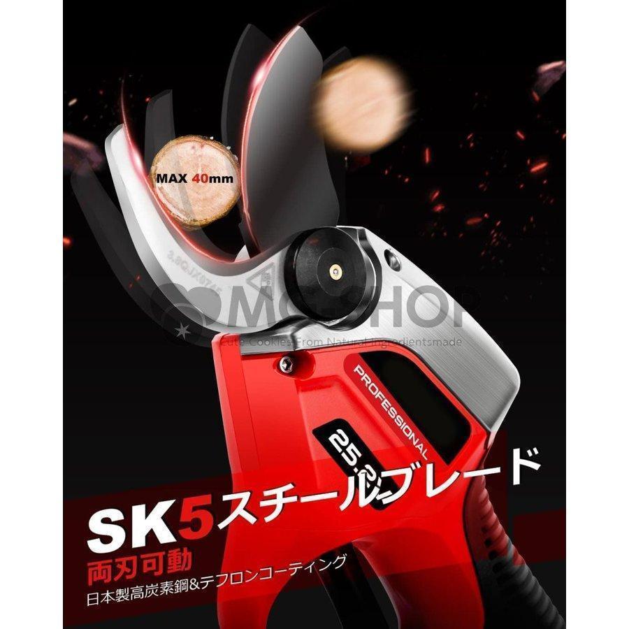 [即日発送] 電動剪定鋏 両刃可動 25.2V コードレス 充電式剪定ばさみ ブラシレスモーター搭載 園芸剪定用具 刃の開きを任意調整可 庭木 果樹 切断径40mm 【S8122322592】(29321円)