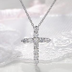 ダイヤモンドネックレス ネックレス ペンダント ダイヤモンド ダイヤ クロス 18k 18金 ゴールド 十字架 SAN0034の画像