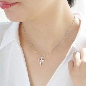 ダイヤモンドネックレス ネックレス ペンダント ダイヤモンド ダイヤ クロス 18k 18金 ゴールド 十字架 SAN0034の画像