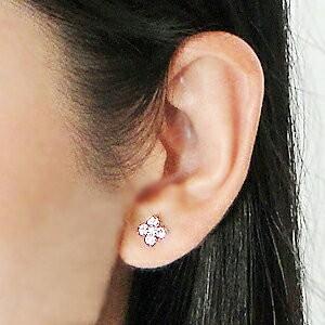 K18WG ピンク サファイア ダイヤモンド フラワー 花 SAKURA 桜色 18金