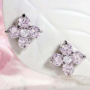 K18WG ピンク サファイア ダイヤモンド フラワー 花 SAKURA 桜色 18金 