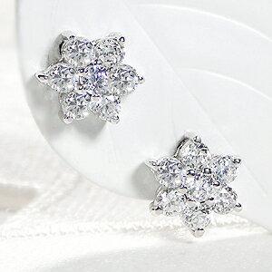 Pt900 0.5ct 7石 ダイヤモンド フラワー ピアス PT Pt プラチナ プラチナ900 プラチナピアス ピアス 人気 花 フラワー かわいい 0.5ct アトリエSAWA SAP0118の画像