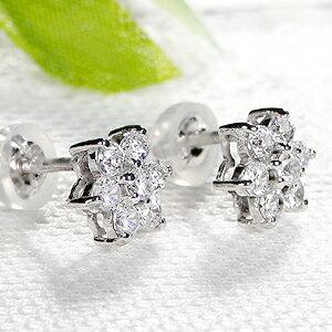 Pt900 0.5ct 7石 ダイヤモンド フラワー ピアス PT Pt プラチナ プラチナ900 プラチナピアス ピアス 人気 花 フラワー かわいい 0.5ct アトリエSAWA SAP0118の画像