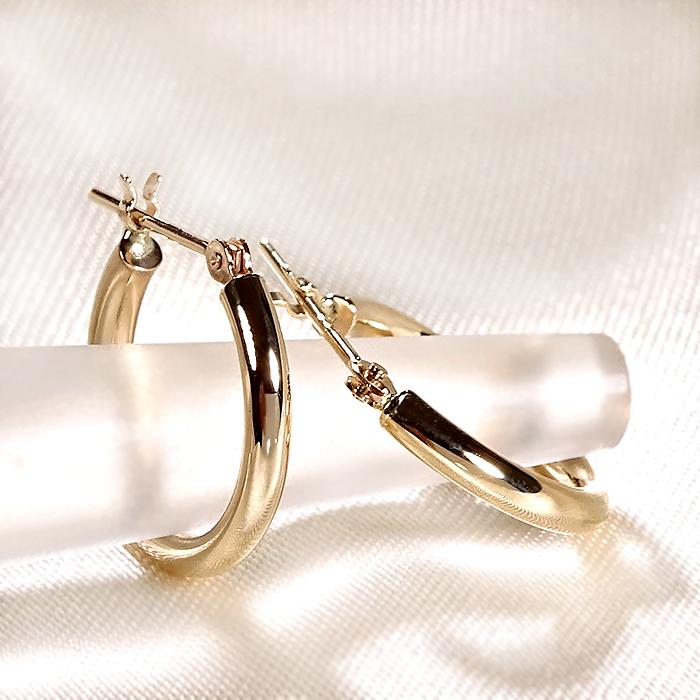 K10YG フープピアス 15mm 送料無料 10金 ピアス k10 フープ ゴールド