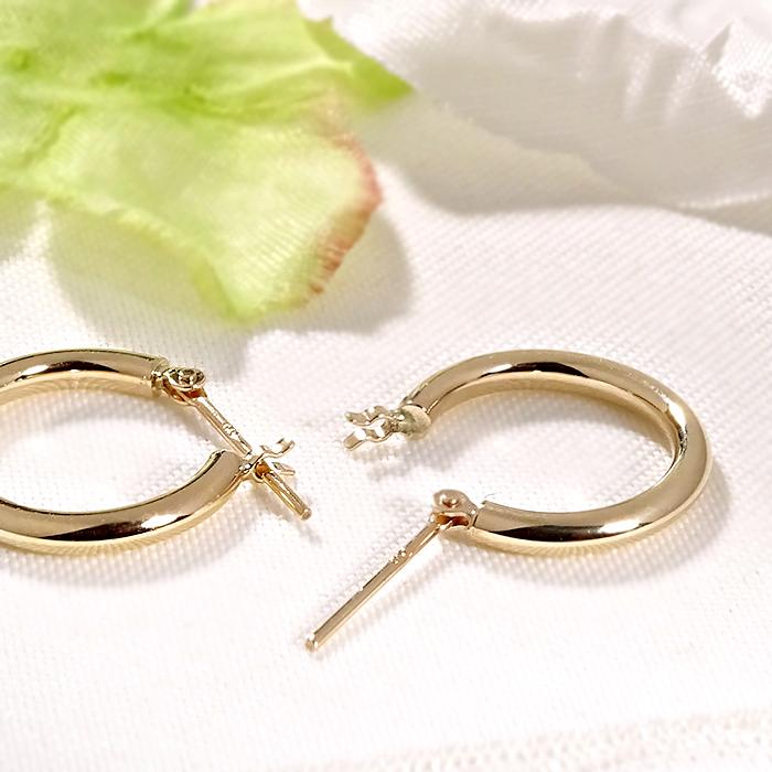 K10YG フープピアス 15mm 送料無料 10金 ピアス k10 フープ ゴールド