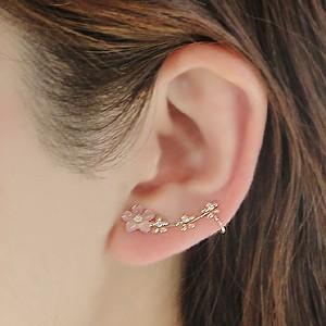 イヤーカフ ピアス ダイヤモンド ピンクシェル 10k 10金 PG イヤー