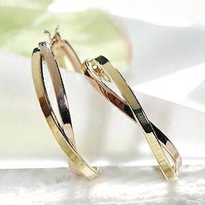 K18YG/K18PG コンビカラー フープピアス 地金のみ ゴールド 18k