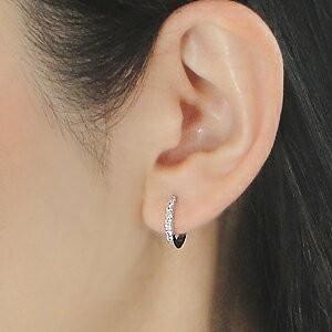 K18WG 0.2ct ダイヤモンド フープ ピアス 18金 k18 ゴールド