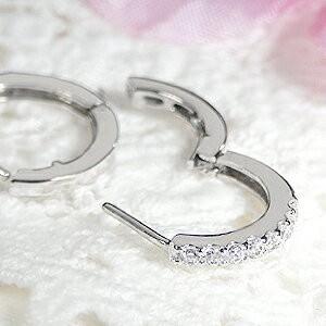 K18WG 0.2ct ダイヤモンド フープ ピアス 18金 k18 ゴールド