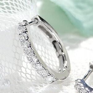 【新品】ダイヤモンドフープピアス(K18WG) K18&K18WG ダイヤモンド フープピアス │軟骨ピアス – PICOLLET