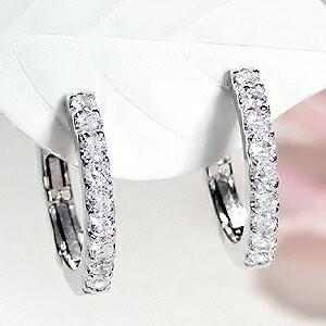K18WG 0.3ct ダイヤモンド フープ ピアス 18金 k18 ゴールド