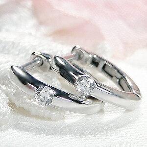 K18WG 0.1ct 一粒 ダイヤモンド フープ ピアス 18金 k18 K18WG 0.1ct 一粒 ダイヤモンド フープ ピアス 18金 k18
