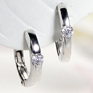 K18WG 0.1ct 一粒 ダイヤモンド フープ ピアス 18金 k18 K18WG 0.1ct 一粒 ダイヤモンド フープ ピアス 18金 k18