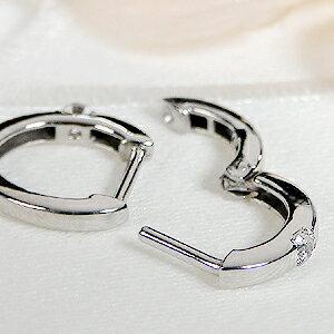 K18WG 0.1ct 一粒 ダイヤモンド フープ ピアス 18金 k18 K18WG 0.1ct 一粒 ダイヤモンド フープ ピアス 18金 k18