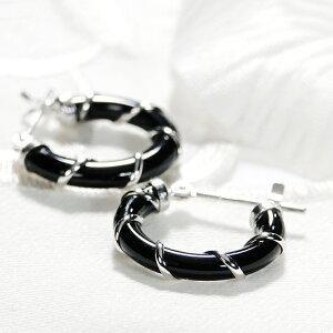 K18YG K14WG ミゾ巻き オニキス フープ ピアス18金 14金 k18 K14 K18YG K14WG ミゾ巻き オニキス フープ ピアス18金 14金 k18 K14