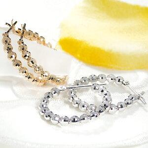 ゴールド 地金 ボール フープ ピアス K18 YG K14 WG ミラー