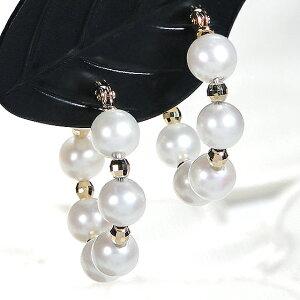 イエローゴールド K18 YG 淡水 パール ミラーボール フープ