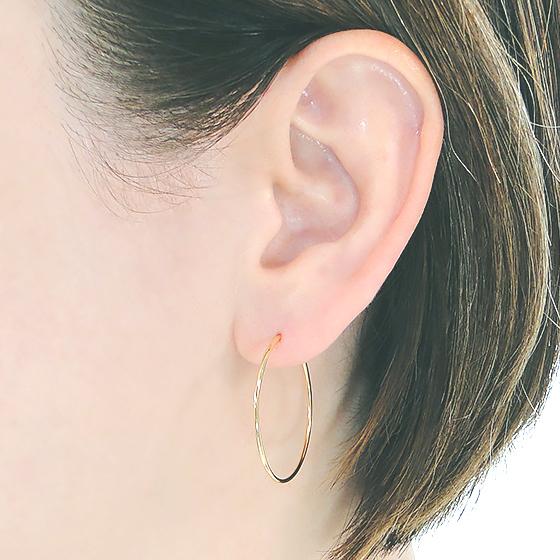 K18YG 地金 パイプフープ ピアス 送料無料 18金 ピアス 18k  