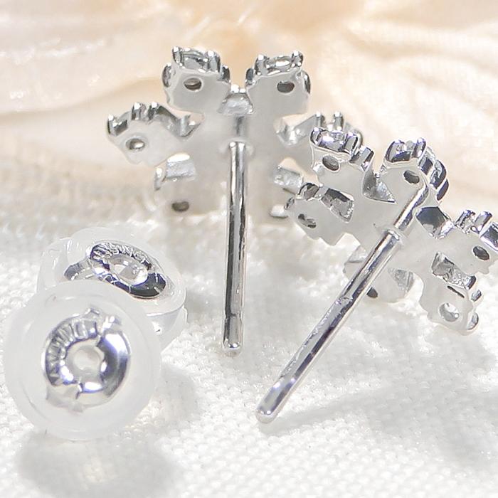 K10WG 雪の結晶 ダイヤモンド ピアス 0.14ct 送料無料 10金 プチ K10WG 雪の結晶 ダイヤモンド ピアス 0.14ct 送料無料 10金 プチ